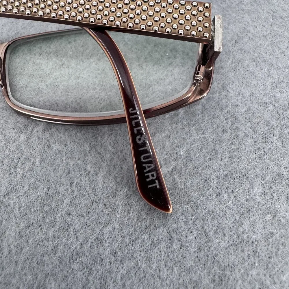 Jill‎ Stuart Eyeglasses Womens Brown Studded Rectangle JS005-1 50-17-135 w/ Case